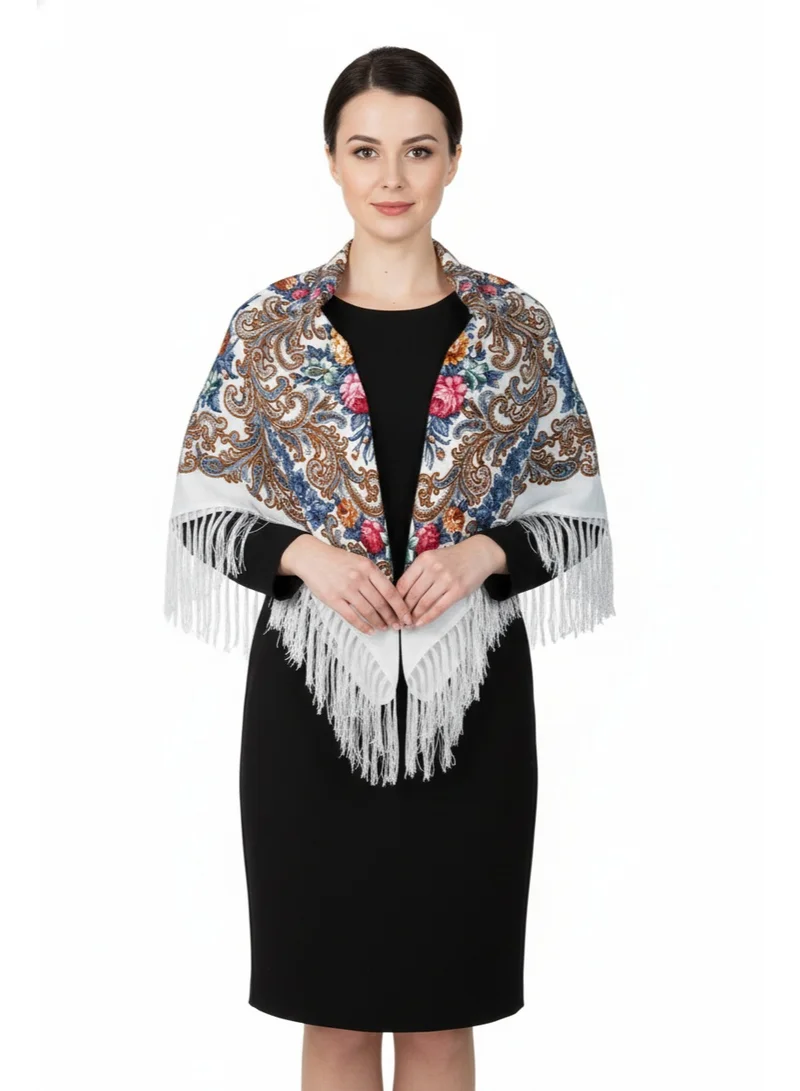 Bidani White Gold Heritage Floral Shawl
